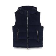 Navy Blue Hooded Gilet Met Ritssluiting Brioni , Blue , Heren