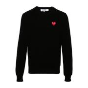 Zwarte wollen trui met hart Comme des Garçons , Black , Heren