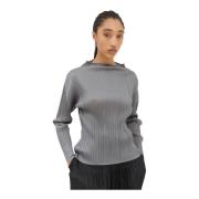 Geplooide hoge hals lange mouwen top Issey Miyake , Gray , Dames