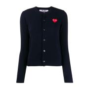 Blauwe Logo Cardigan Sweater Comme des Garçons , Blue , Dames