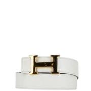 Pre-owned Leather belts Hermès Vintage , White , Dames