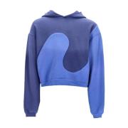 Blauwe Katoenen Swirl Hoodie met Inzetstukken ERL , Blue , Heren