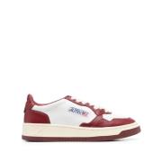 Rode Leren Panel Sneakers Autry , Red , Dames