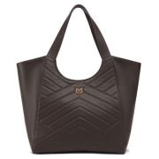 Chevron Gewatteerde Leren Tote Tas Pinko , Brown , Dames