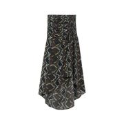 Python Print Zijden Midi Rok IRO , Brown , Dames