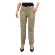 Cargo Broek Groen Slim Fit Zakken Gaudi , Green , Dames