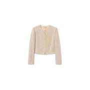 Pailletten en parel jasje Twinset , Beige , Dames