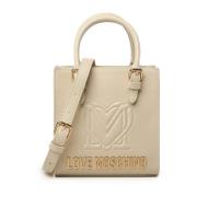 Gouden Logo Beige Schoudertas Love Moschino , Beige , Dames