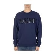 Blauwe Logo Print Sweater Moschino , Blue , Heren