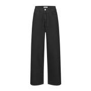 Zwarte Wijde Pijp Hoge Taille Broek Modström , Black , Dames