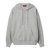 Heathergrijze Hoodie met Rits Gucci , Gray , Heren