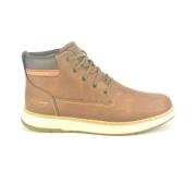 Bruin Leren Laarzen Skechers , Brown , Heren