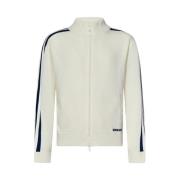 Retro Sportieve Wollen Blend Rits Cardigan Dsquared2 , White , Heren