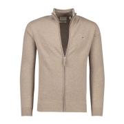 Beige Wol Rits Vest Gant , Beige , Heren