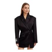 Zwarte Blazer met Logodetail Nué , Black , Dames