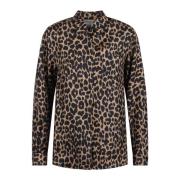 Dierenprint Shirt Lange Mouwen Knoopsluiting Max Mara , Brown , Dames