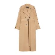 Dubbelbreasted wollen trenchcoat Max Mara Weekend , Beige , Dames