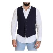 Wollen Vest met Logodetails in Donkerblauw Dolce & Gabbana , Blue , He...