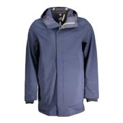 Blauwe Hooded Lange Mouw Trenchcoat K-Way , Blue , Heren