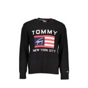 Zwarte Katoenen Trui voor Mannen Tommy Hilfiger , Black , Heren