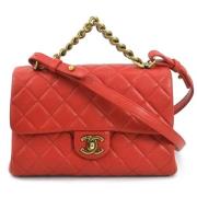 Pre-owned Leather handbags Chanel Vintage , Red , Dames