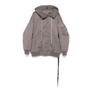 Grijze Gewatteerde Twill Hoodie Jas Rick Owens , Gray , Heren