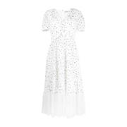 Elegante Chiffon Midi Jurk in Wit Self Portrait , White , Dames