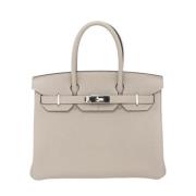 Pre-owned Leather handbags Hermès Vintage , Gray , Dames