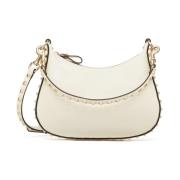 Witte leren tas met Rockstud-details Valentino Garavani , White , Dame...