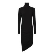 Turtle Neck Drape Jurk Norma Kamali , Black , Dames