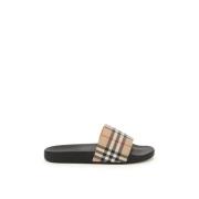 Tartan Print Rubber Slippers Burberry , Beige , Heren