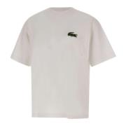 Witte Katoenen T-shirt met Iconisch Logo Lacoste , White , Heren