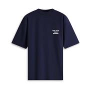 Navy Slogan Print T-shirt Drole de Monsieur , Blue , Heren