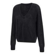 Zwarte Ball Sweater Alpaca Wol V-Hals IRO , Black , Dames