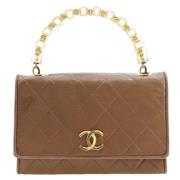 Pre-owned Leather handbags Chanel Vintage , Beige , Dames