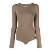 Beige Bodysuit Elegant Chic Mode Stijl Maison Margiela , Brown , Dames