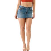 Denim Saddle Stitch Mini Rok True Religion , Blue , Dames