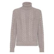 Turtleneck Gebreide Trui Brunello Cucinelli , Gray , Heren