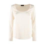 Satin Trui met Lange Mouwen Nenette , Beige , Dames