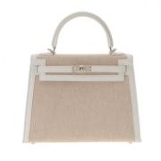 Pre-owned Canvas handbags Hermès Vintage , Beige , Dames