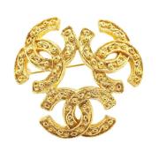 Pre-owned Metal brooches Chanel Vintage , Yellow , Dames