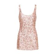 Pailletten Mini Jurk met Bloemendetail Loveshackfancy , Pink , Dames