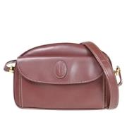 Pre-owned Leather shoulder-bags Cartier Vintage , Red , Dames