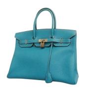 Pre-owned Leather handbags Hermès Vintage , Blue , Dames