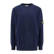 Geribbelde Katoenen Crew-Neck Sweater Stone Island , Blue , Heren