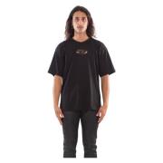 Oval D Tee Shirt Diesel , Black , Heren