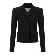 Slanke Silhouet Twill Blazer Ganni , Black , Dames