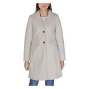 Beige V-hals Geknoopte Jas Herfst/Winter Only , Beige , Dames