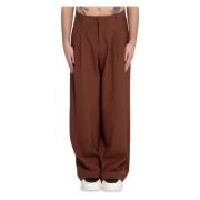 Super Losse Wollen Broek in Glanzend Gember Bonsai , Brown , Heren