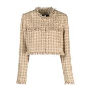 Irish Cream Bouclè Kort Jack Twinset , Beige , Dames